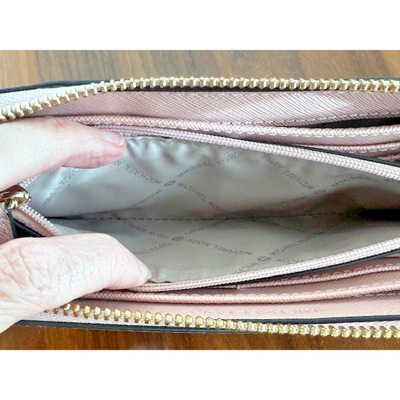 Michael Kors Jet Set Travel Continental Leather Wallet Blush Pink Zip Around MK - Picture 14 of 16
